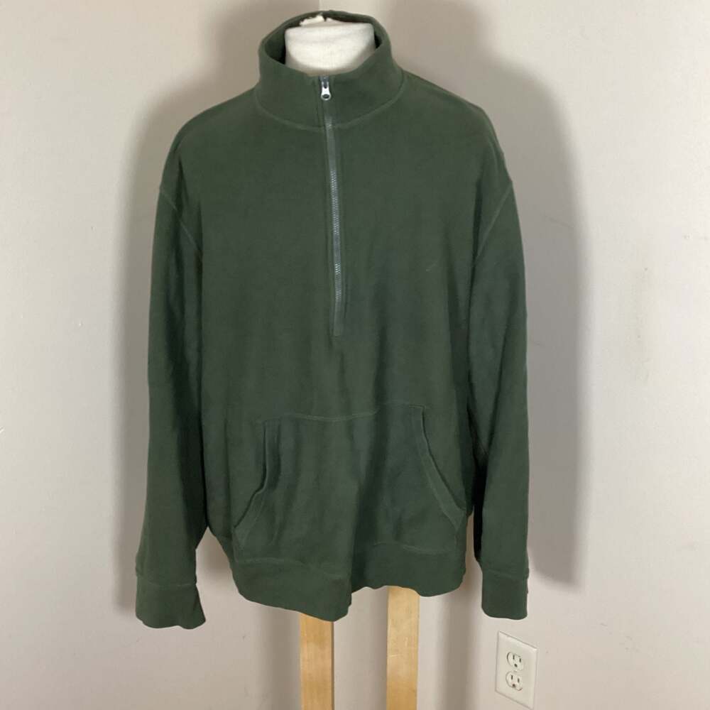 Everlane Men's XXL French Terry Quarter-Zip Sweatshirt in Dark Green